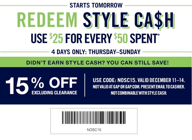 Dec 11, 2014 - Gap Factory, Redeem Style Cash ... | Outlet Stores and Malls